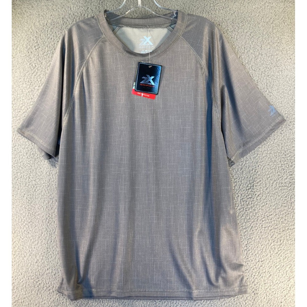 Zeroxposur‎ Top Men's Large Gray Short Sleeve Shirt UPF 50+ Swim Athletic NEW